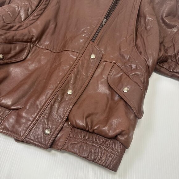 Vintage Bagatelle Leather Bomber Jacket M - Picture 3 of 5